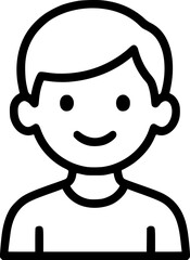 Smiling School Boy Icon – Line Vector