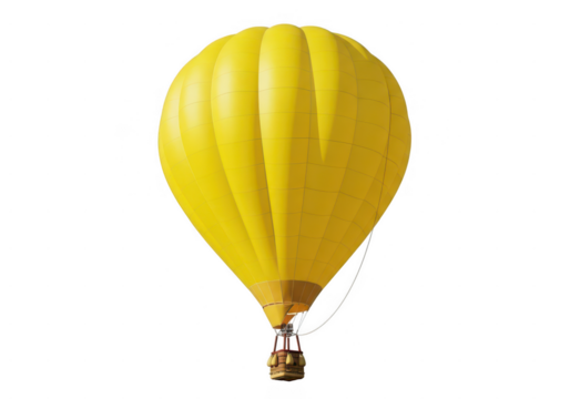 Bright yellow hot air balloon isolated on transparent background