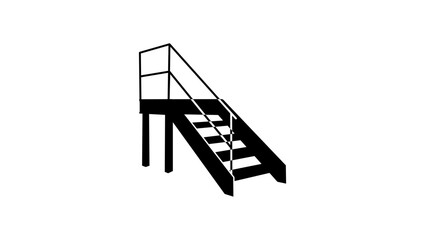 metal stairs, black isolated silhouette