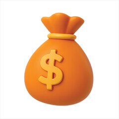 Gold dollar sign on a money bag with a bank icon and a business illustration