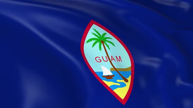 Photo realistic slow motion 4KHD flag of the Guam waving in the wind.  Seamless loop animation with highly detailed fabric texture in 4K resolution.