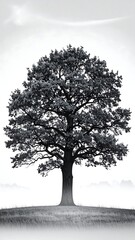 Fototapeta premium A solitary tree in a misty landscape