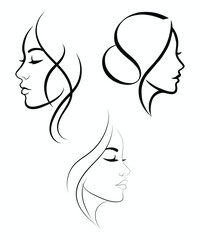 Elegant Female Face Silhouette Vector, Minimalist Beauty Line Art.

