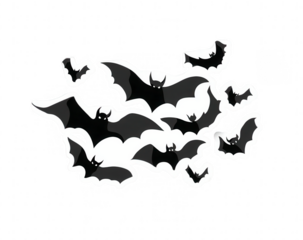 Black bats, Halloween style, vector graphic