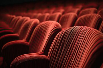 Fototapeta premium Rows of deep red theatre seats