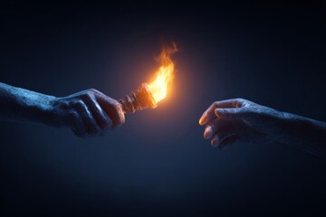 A symbolic torch is passed between hands, representing legacy, leadership, and shared responsibility.