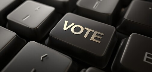 The voting key on a keyboard symbolizing civic engagement and participation.