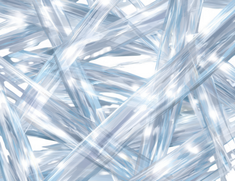 Abstract crystalline texture of translucent, intersecting, light-blue streaks