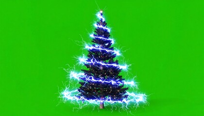 Electric Christmas tree on green screen