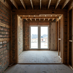 Close-up view of a worker's hands assembling metal beams with tools.