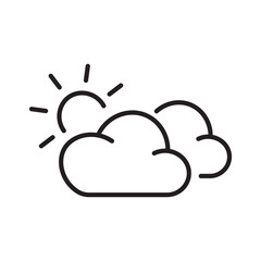 Single icon of cloudy weather showing overlapping clouds in outline style, editable stroke vector illustration.