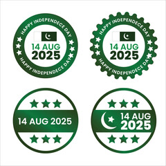 14 August 2025 Round Badges for Pakistani Independence Day