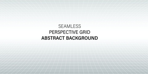 White and Gray Perspective Grid Background with Square Pattern, Futuristic Vector Template for Technology, UI, Blueprint, Infographic, Digital Poster or Abstract Presentation Design