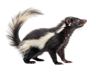 Striped Skunk A Profile of Mephitis mephitis showcasing its distinctive markings and posture