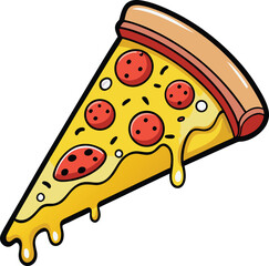 Illustration of a pizza, Pizza slice illustration on transparent background