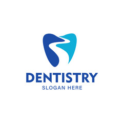 Abstract Flowing Tooth Shape Dental Clinic Business Logo Design Template