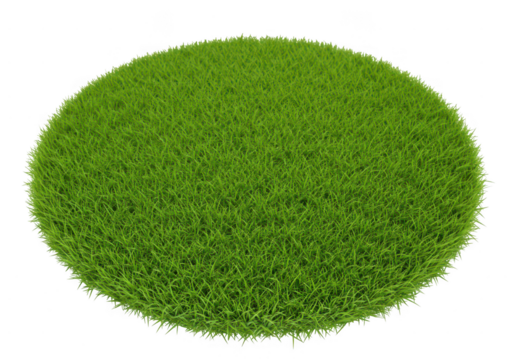 Green grass circle isolated on transparent background