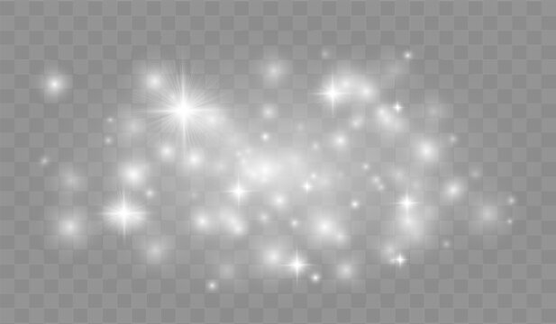 Starry twinkling lights effect isolated on transparent background for magical and celebration decor.