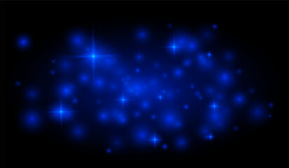 Star flares and glowing particles spread across a dark background, perfect for overlays, highlights, digital art, and visual effects in creative projects.