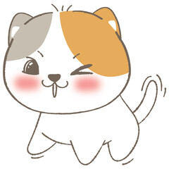 Adorable White Cat in Kawaii Style Illustration