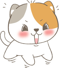 Adorable White Cat in Kawaii Style Illustration