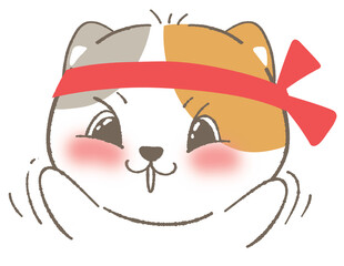 Adorable White Cat in Kawaii Style Illustration