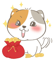 Adorable White Cat in Kawaii Style Illustration