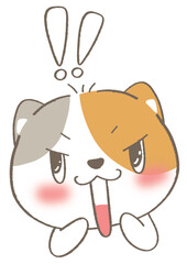 Adorable White Cat in Kawaii Style Illustration
