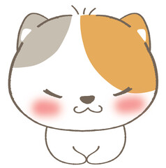 Adorable White Cat in Kawaii Style Illustration