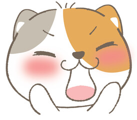 Adorable White Cat in Kawaii Style Illustration