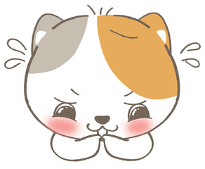 Adorable White Cat in Kawaii Style Illustration