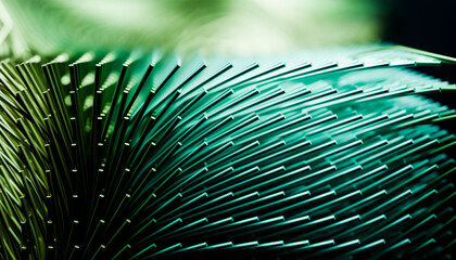 Abstract green futuristic lines render with dark background