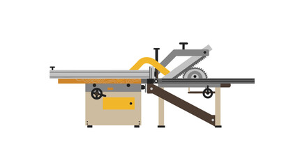 Fototapeta premium Flat design industrial woodworking table saw machine icon for workshops and factories