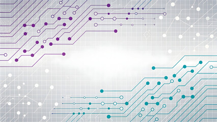 Intricate abstract digital circuit board pattern with glowing connections and futuristic technology design elements