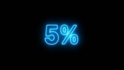 Neon 5% number illustration background.