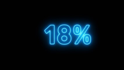 Neon 18% number illustration background.