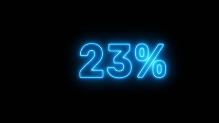 Neon 23% number illustration background.