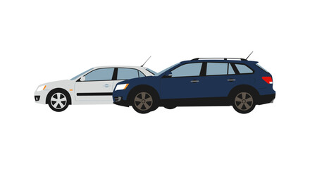 Fototapeta premium Two diverse cars side by side in flat design style