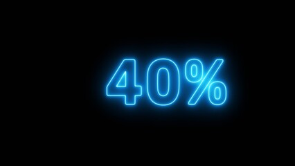 Neon 40% number illustration background.