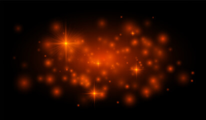 Multiple glowing starbursts and flares on a dark background, ideal for overlays, festive effects, and digital artwork requiring soft illumination.