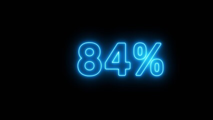 Neon 84% number illustration background.