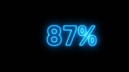 Neon 87% number illustration background.