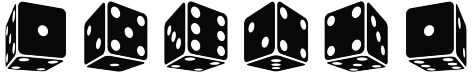 Dice Vector Illustration from various perspectives. Outline, glyph icon, flat icon sets