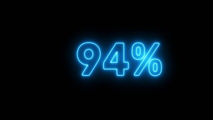 Neon 94% number illustration background.