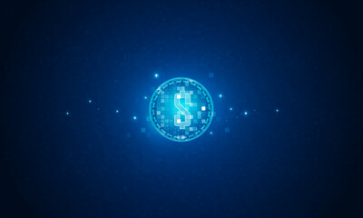 abstract currency exchange vector. dollar Money conversion three dimensional Web blockchain digital technology pixel background vector design