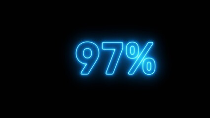 Neon 97% number illustration background.