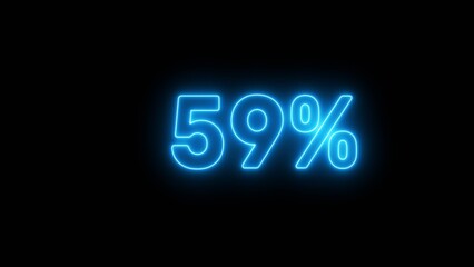 Neon 59% number illustration background.