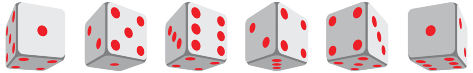 Dice Vector Illustration from various perspectives. Outline, glyph icon, flat icon sets