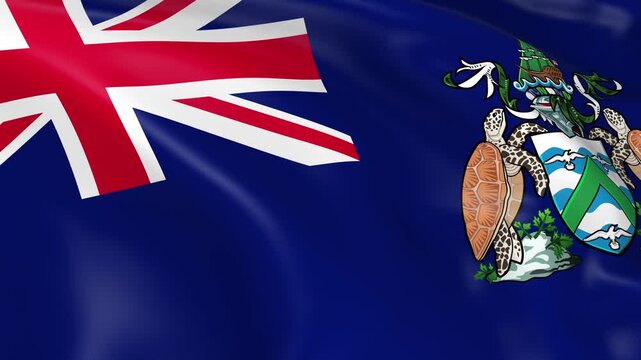 Photo realistic slow motion 4KHD flag of the Ascension Island waving in the wind.  Seamless loop animation with highly detailed fabric texture in 4K resolution.