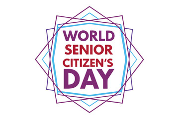 World Senior Citizens Day text with geometric shapes in blue and purple colors vector